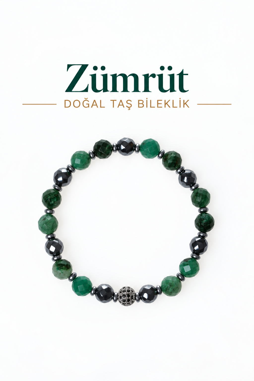 Zümrüt & Gümüş Aparatlı Bileklik