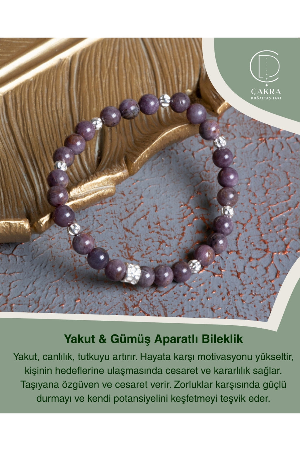 Yakut & Gümüş Aparatlı Bileklik — görsel 1