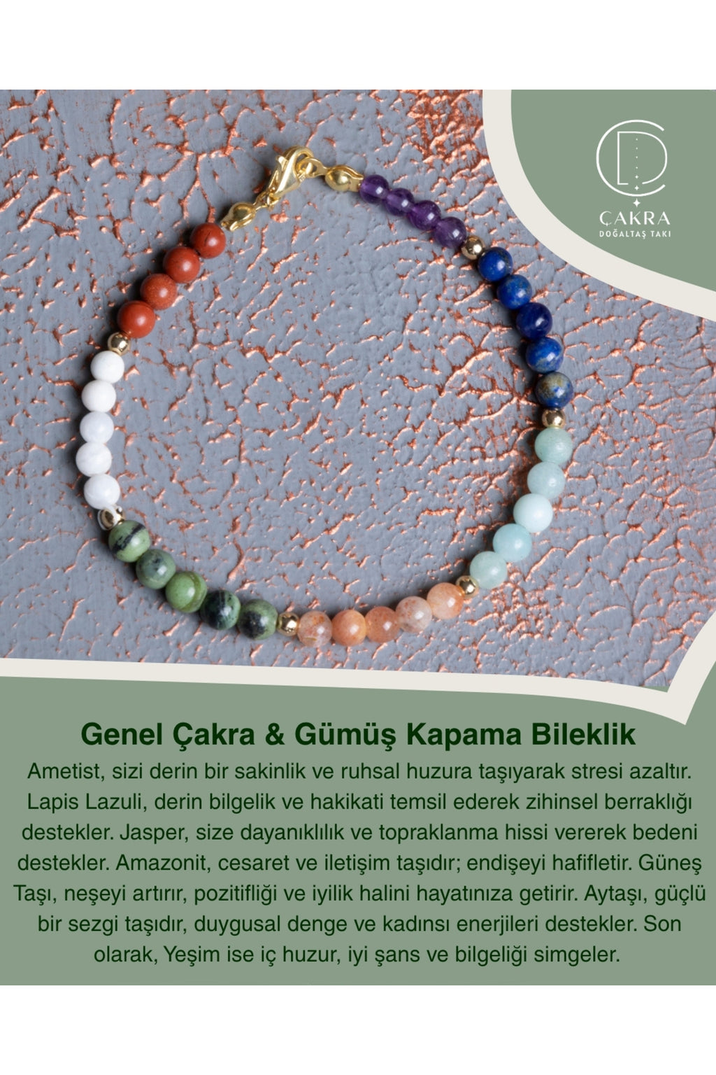 Genel Çakra & Gümüş Kapama Bileklik — görsel 1
