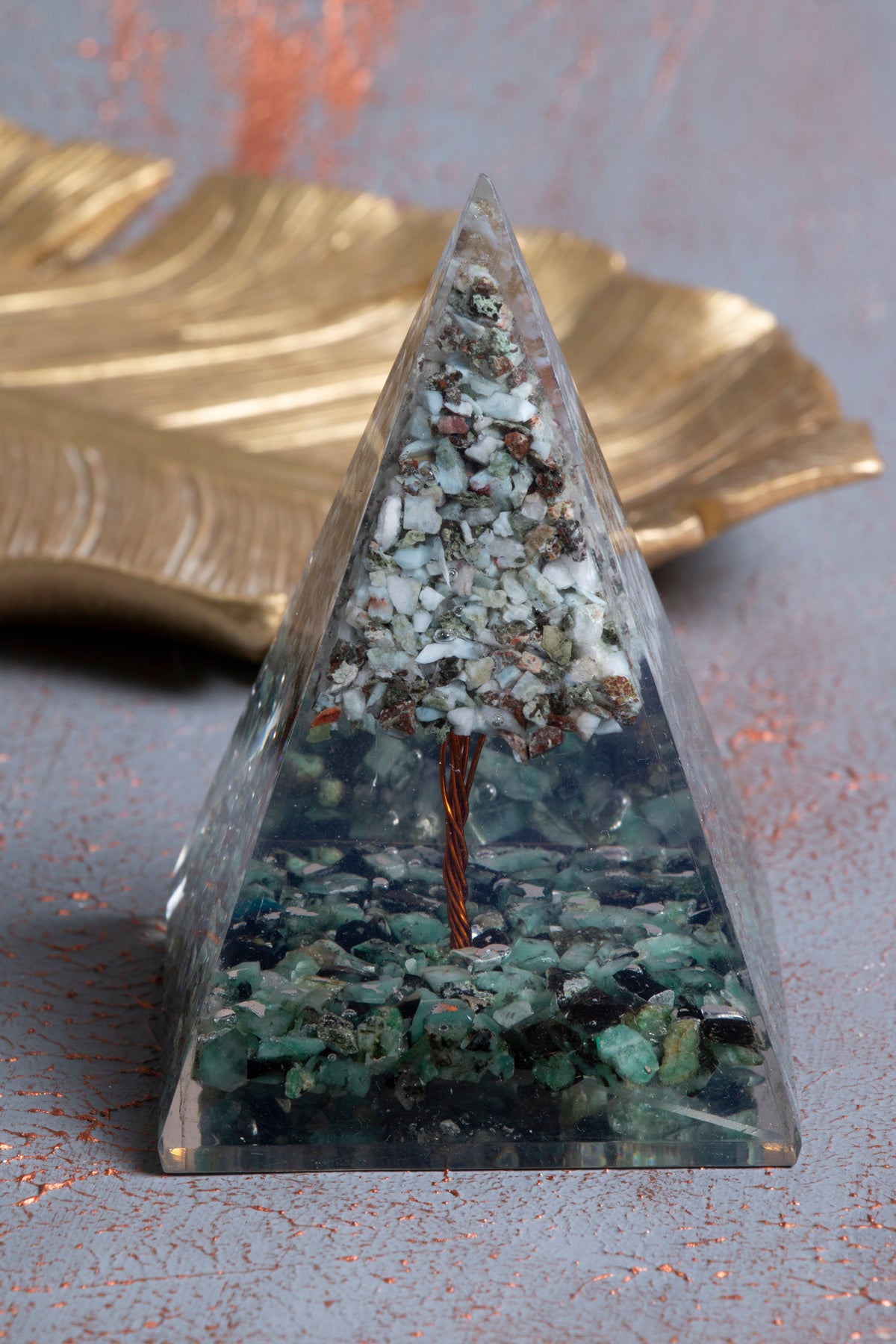 Larimar & Zümrüt Ağaçlı Piramit — görsel 2