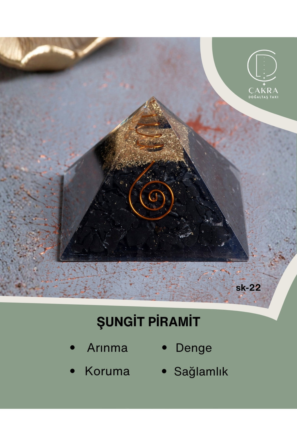 Şungit Piramit Obje — görsel 1