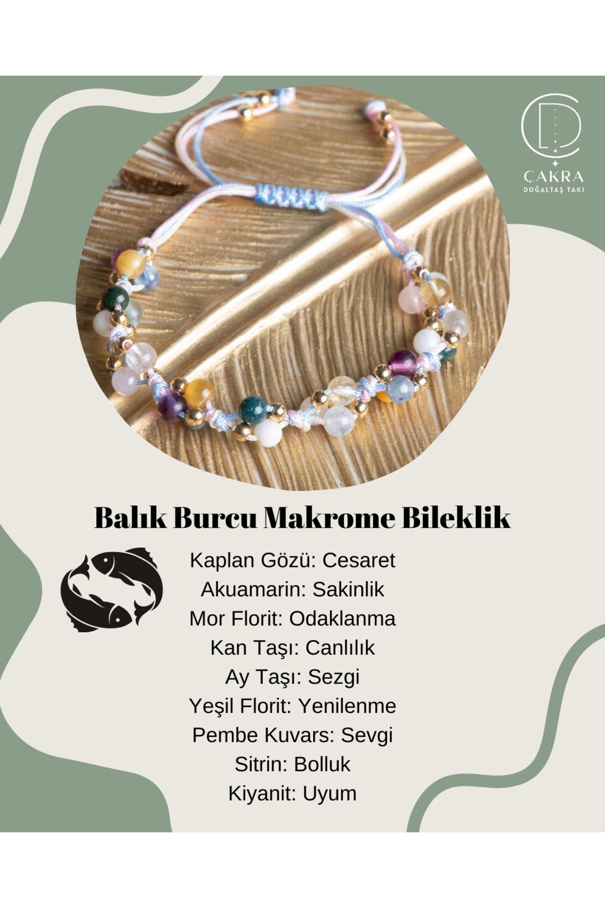 Balık Burcu Makrome Bileklik — görsel 1