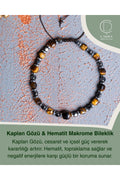 Kaplan Gözü & Hematit Makrome Bileklik — görsel 1