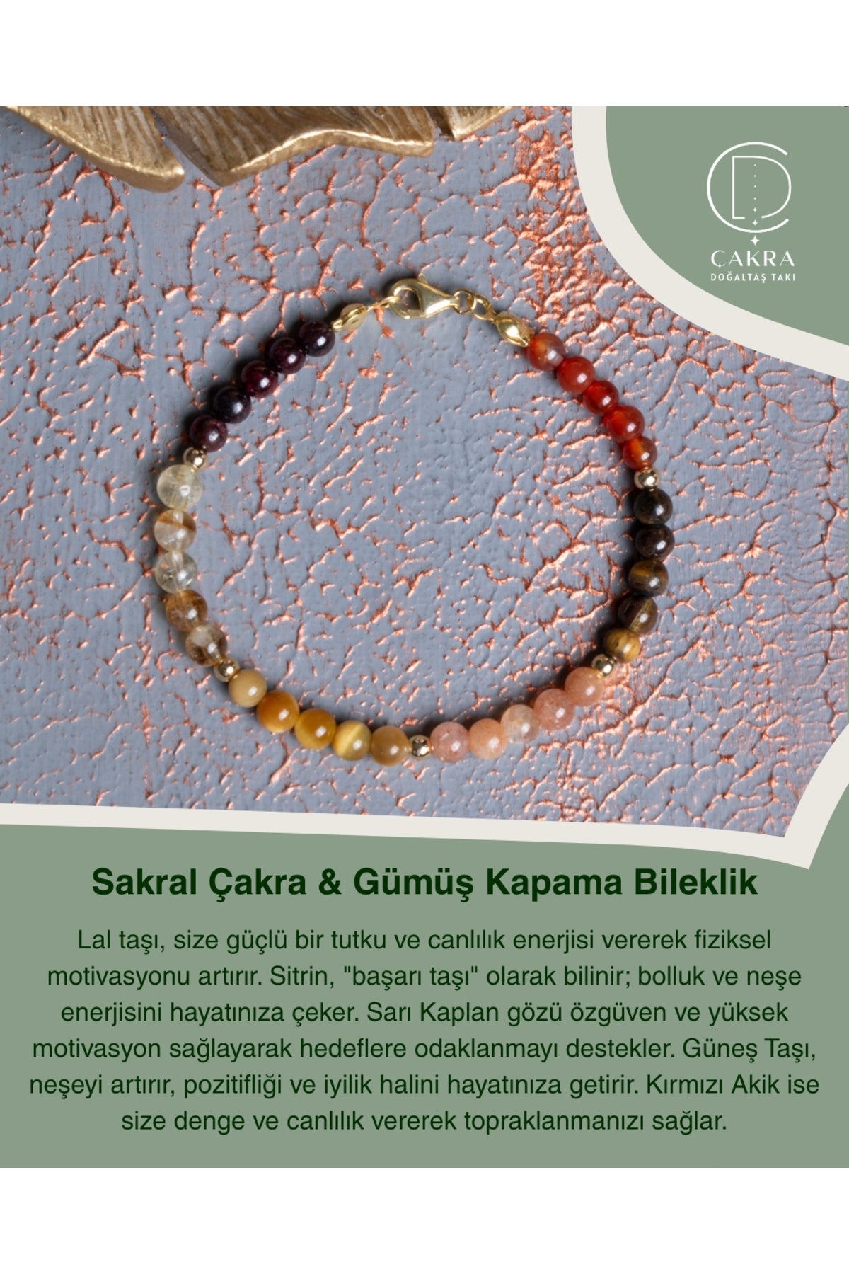 Sakral Çakra & Gümüş Kapama Bileklik — görsel 1
