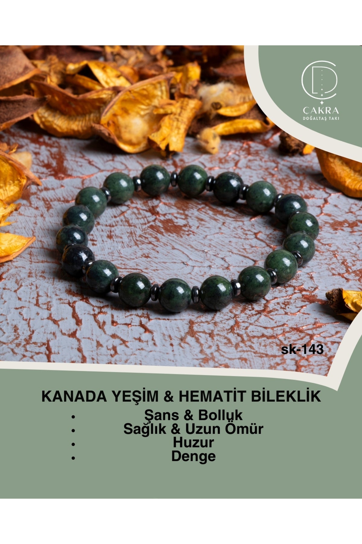 Kanada Yeşim & Hematit Bileklik — görsel 1