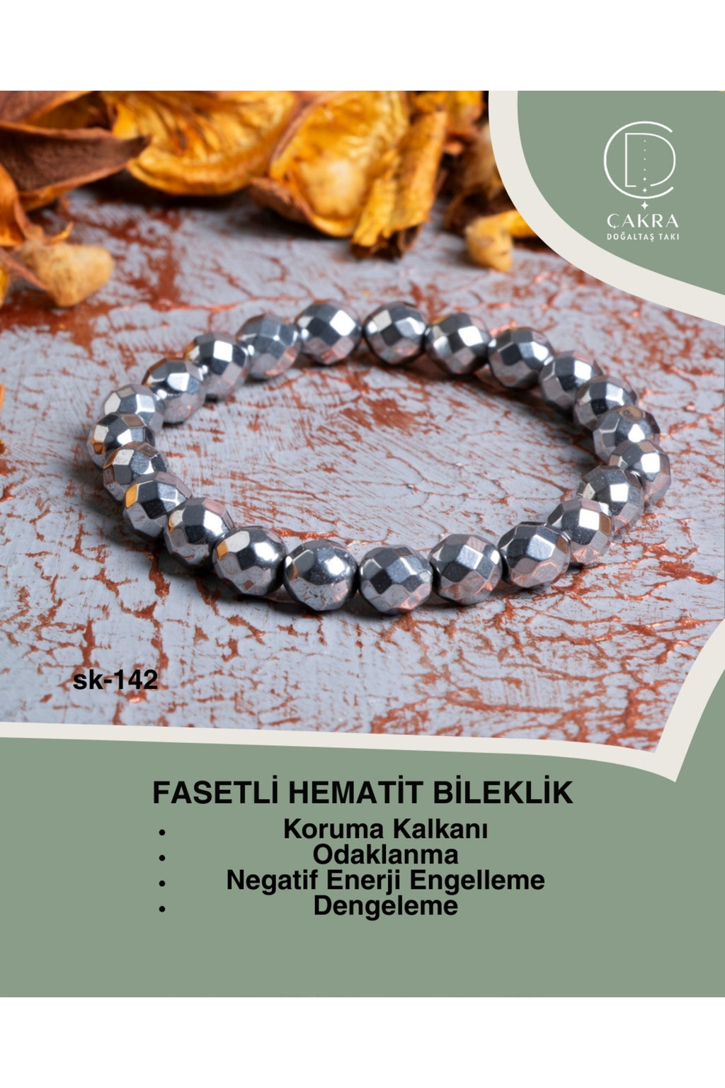 Fasetli Hematit Bileklik — görsel 1