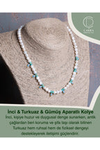 İnci & Turkuaz & Gümüş Aparatlı Kolye — görsel 1