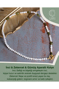 İnci & Zebercet & Gümüş Aparatlı Kolye — görsel 1