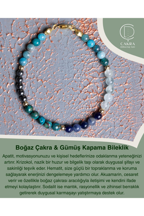 Boğaz Çakra & Gümüş Kapama Bileklik — görsel 1