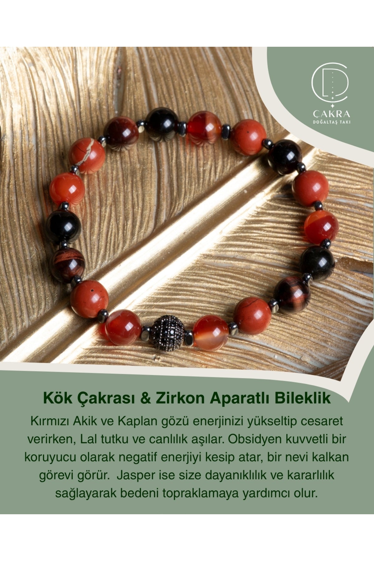 Kök Çakrası & Zirkon Aparatlı Bileklik — görsel 1