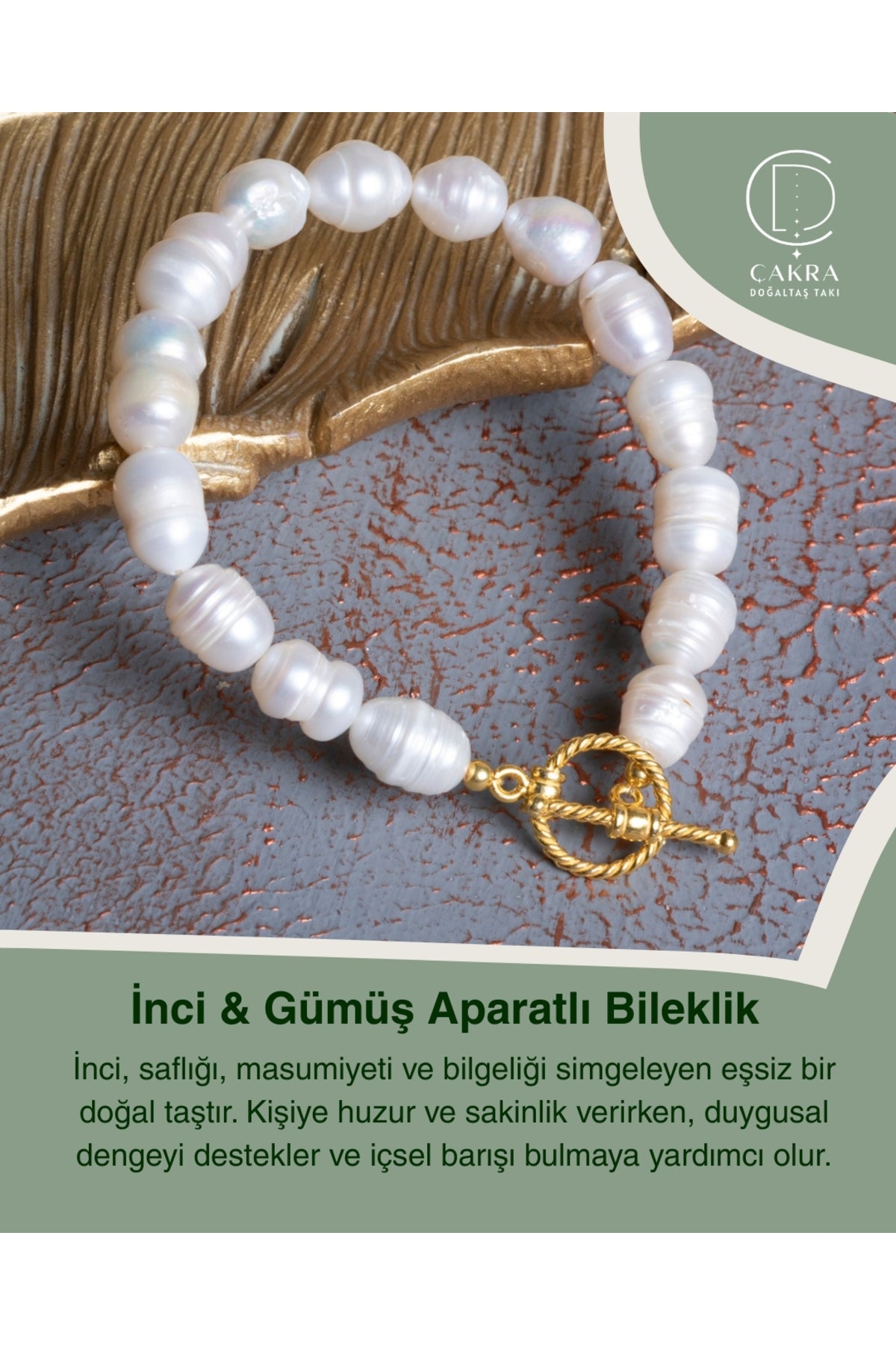 İnci & Gümüş Aparatlı Bileklik — görsel 1
