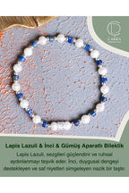 Lapis Lazuli & İnci & Gümüş Aparatlı Bileklik — görsel 1