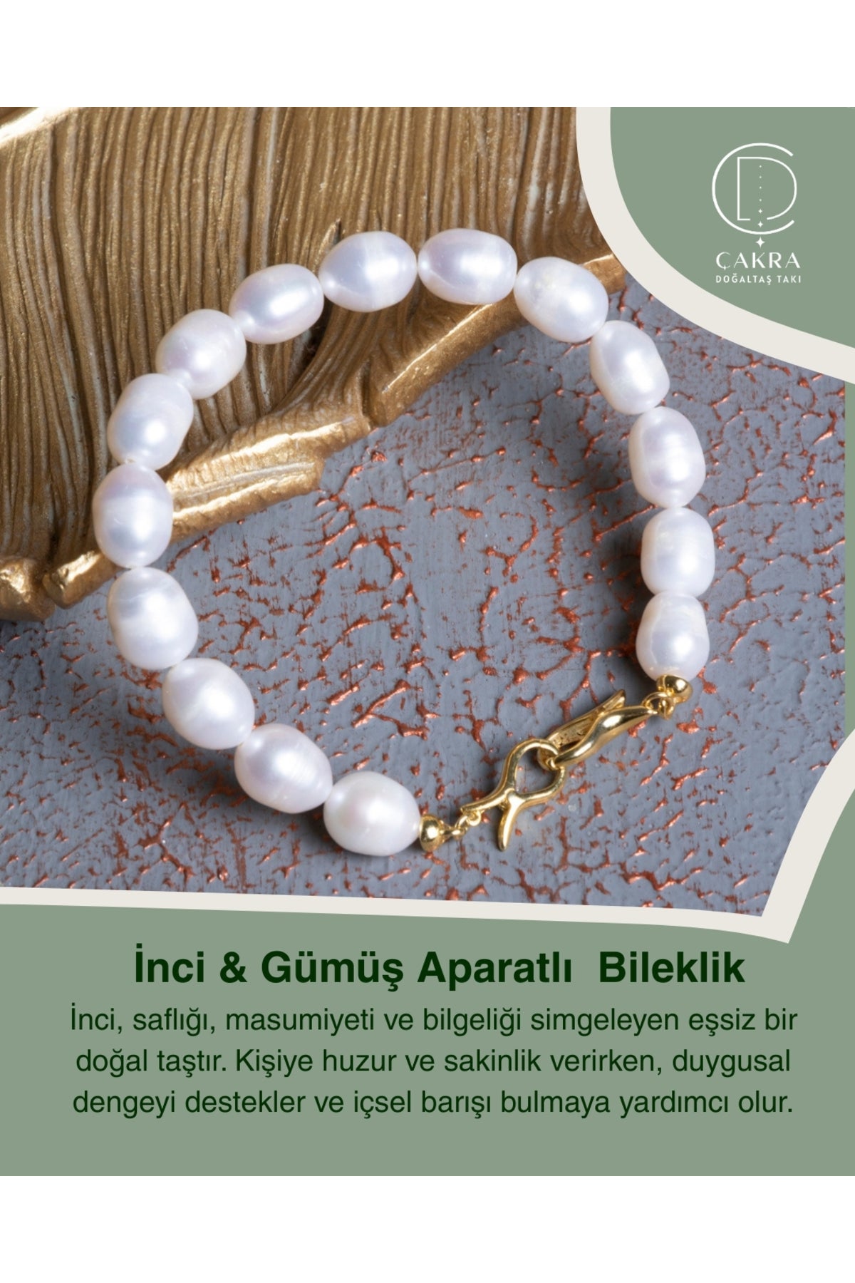İnci & Gümüş Aparatlı Bileklik — görsel 1