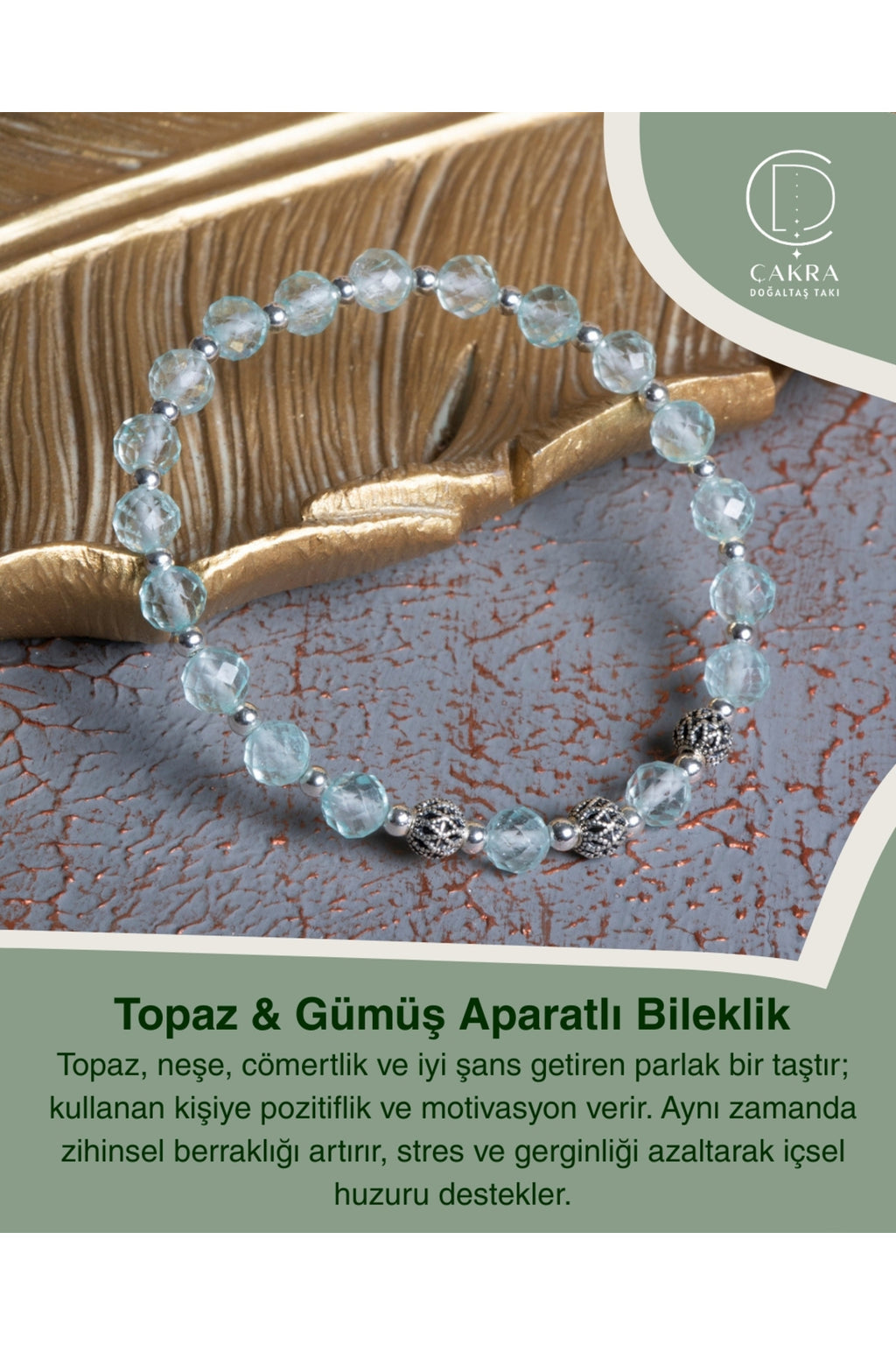 Topaz & Gümüş Aparatlı Bileklik — görsel 1