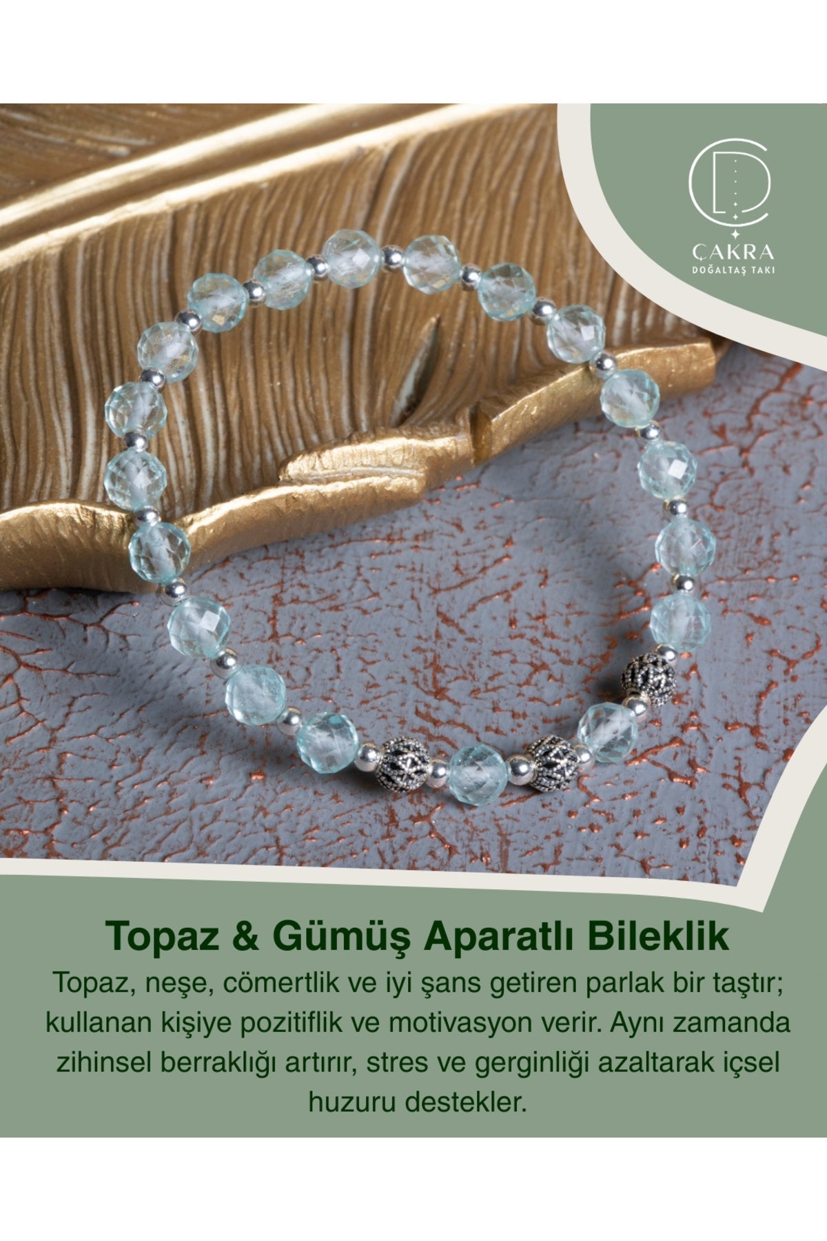 Topaz & Gümüş Aparatlı Bileklik — görsel 1