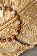 Sertifikalı Doğal Rudraksha ve Rodokrozit Taşı Bileklik — görsel 4