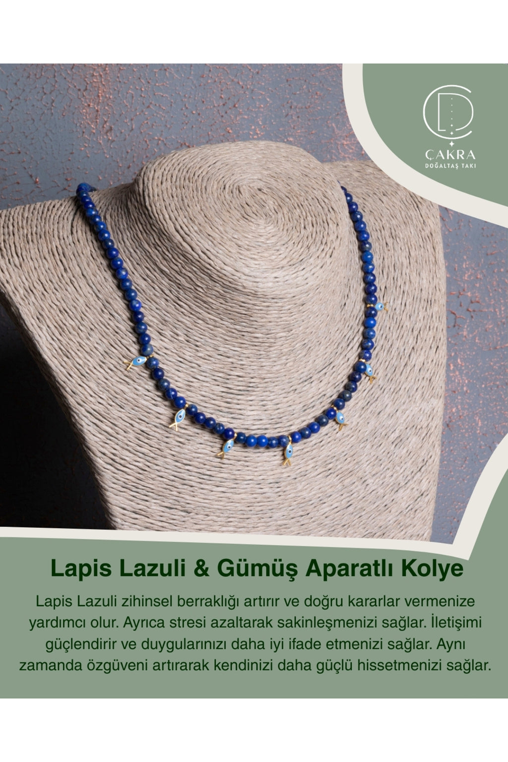 Lapis Lazuli & Gümüş Aparatlı Kolye — görsel 1