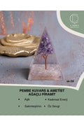 Pembe Kuvars & Ametist Ağaçlı Piramit — görsel 1