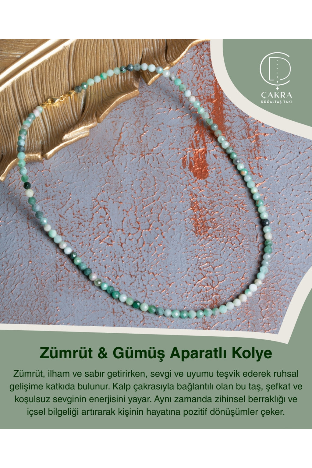 Zümrüt & Gümüş Aparatlı Kolye — görsel 1