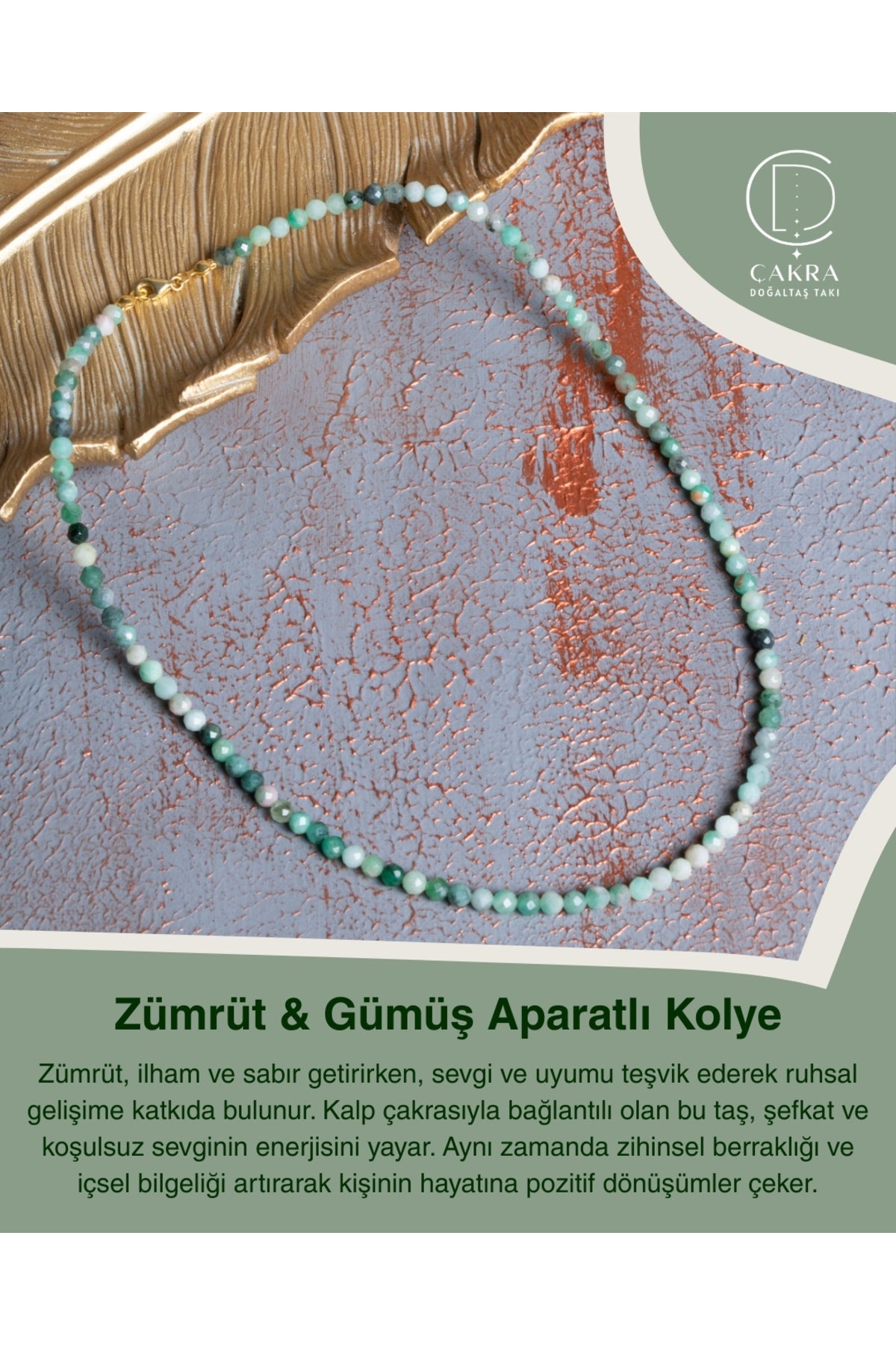 Zümrüt & Gümüş Aparatlı Kolye — görsel 1