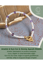 Ametist & Kum İnci & Gümüş Aparatlı Bileklik — görsel 1