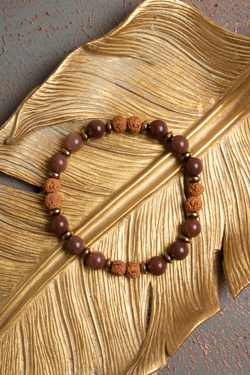 Sertifikalı Doğal Jasper ve Rudraksha Taşı Bileklik — görsel 2