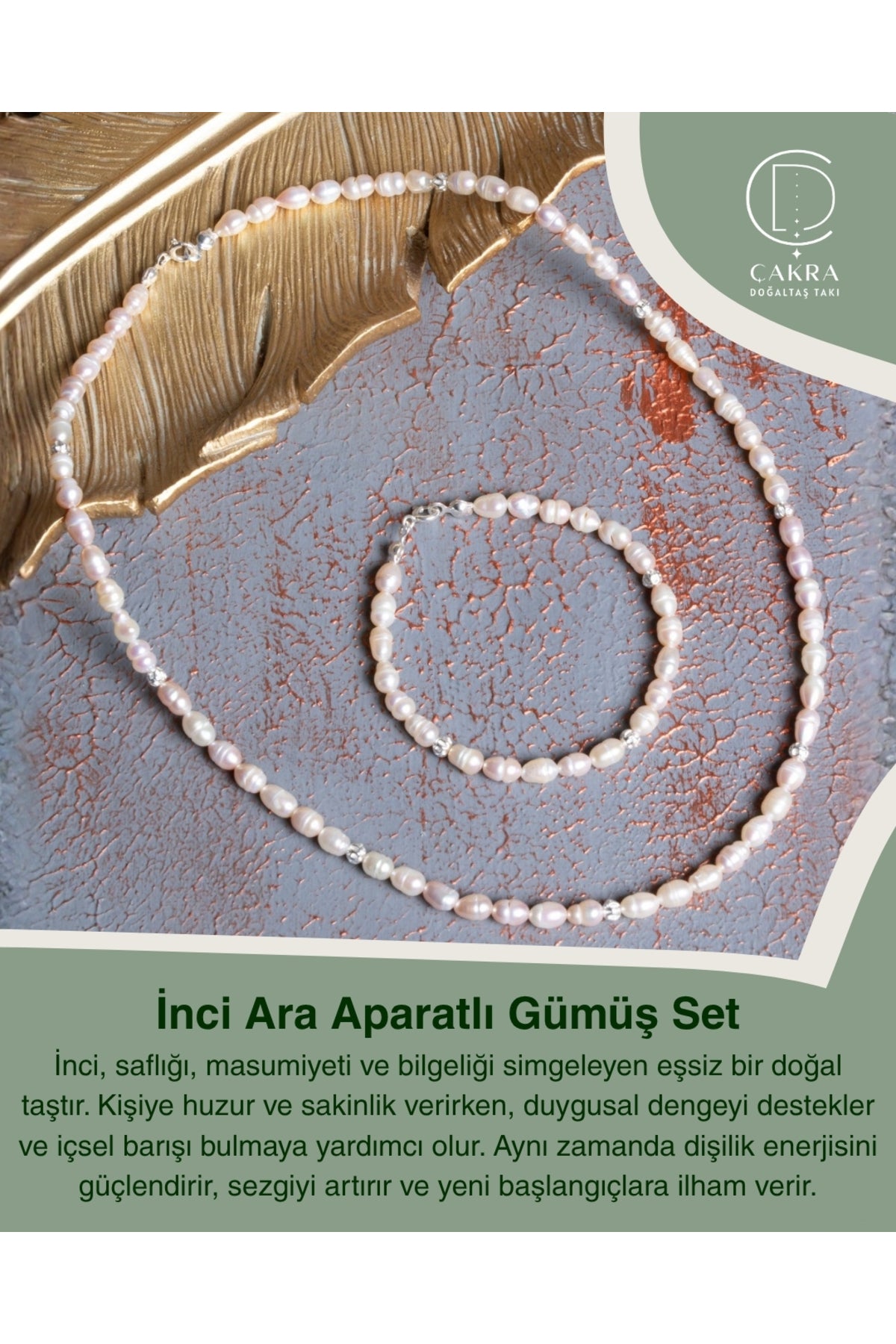 İnci Ara Aparatlı Gümüş Set — görsel 1