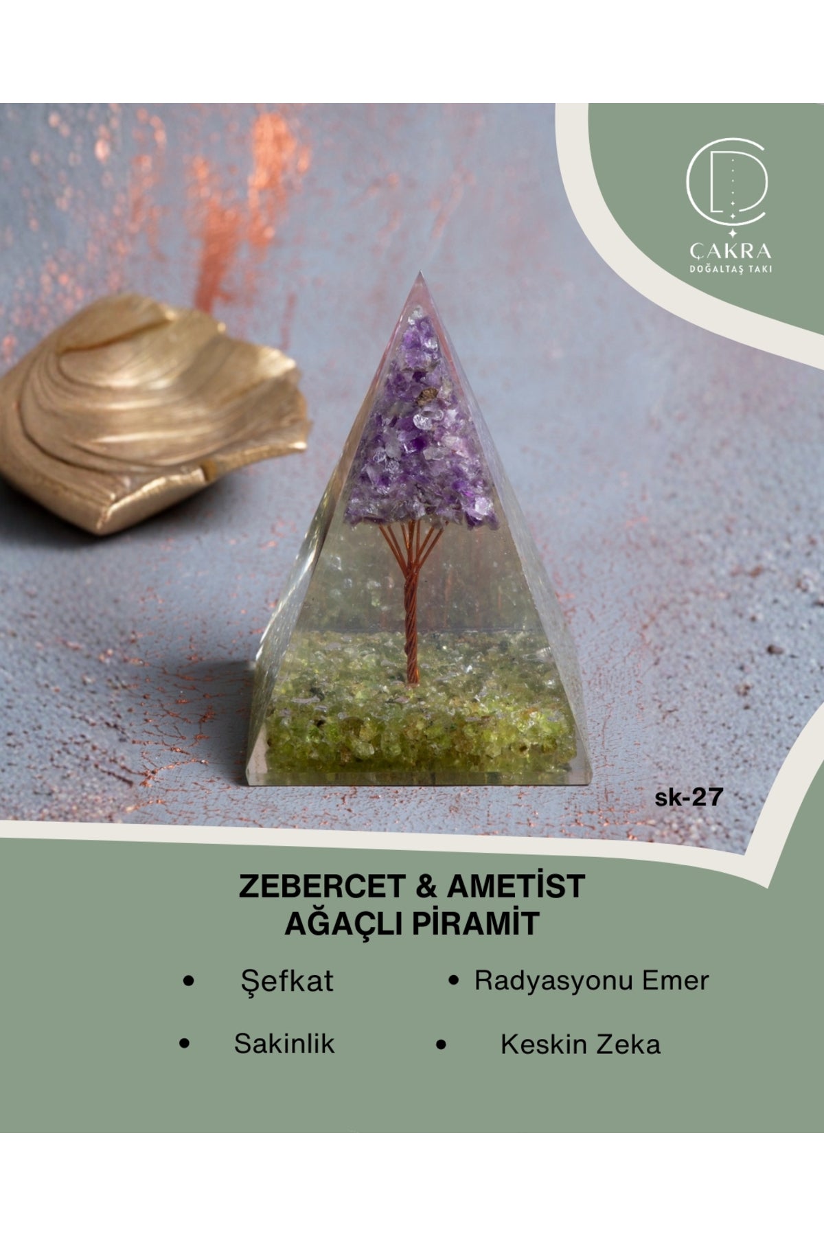 Zebercet & Ametist Ağaçlı Piramit — görsel 1