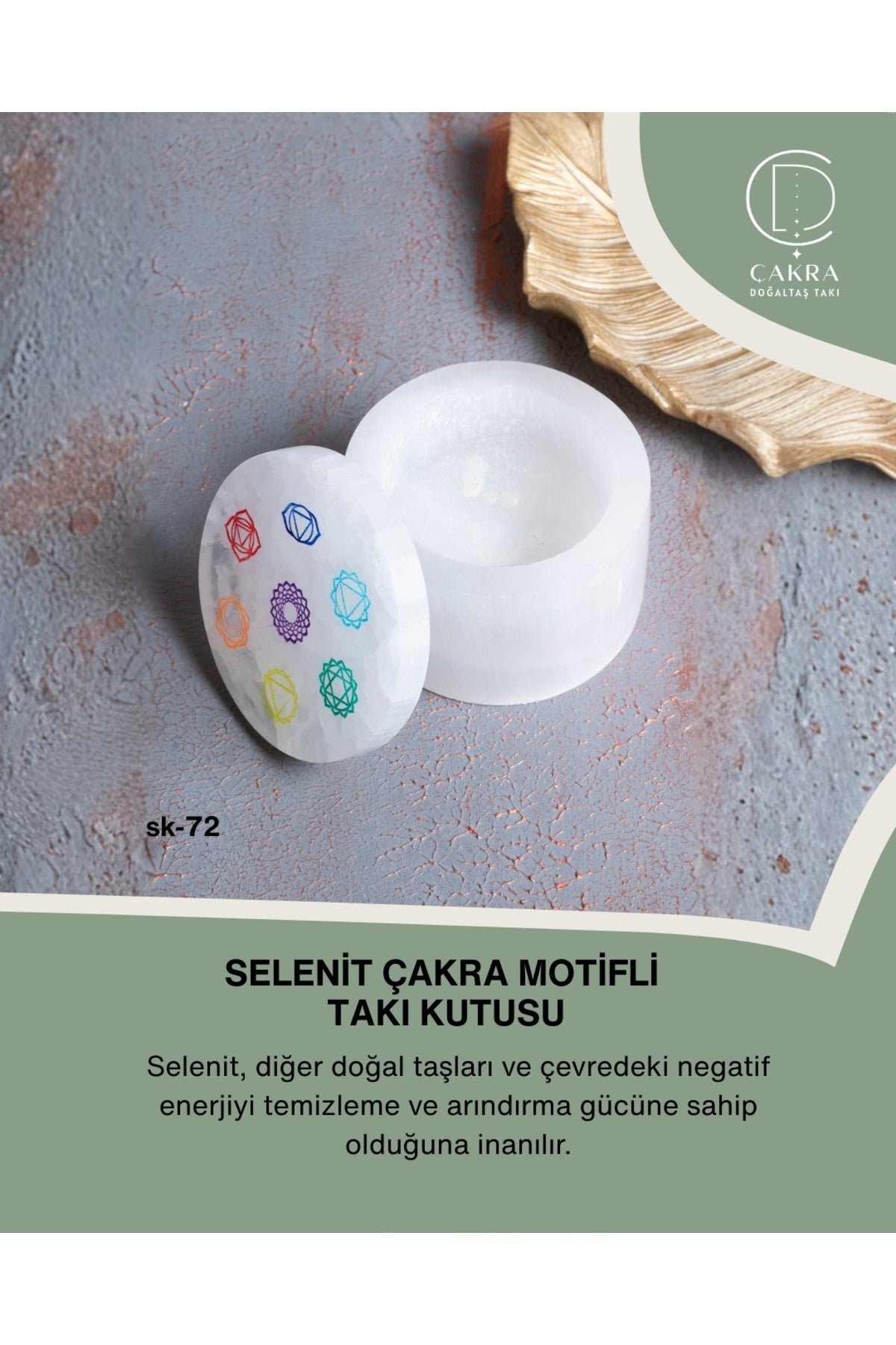 Selenit Çakra Motifli Takı Kutusu — görsel 1