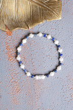 Lapis Lazuli & İnci & Gümüş Aparatlı Bileklik — görsel 2