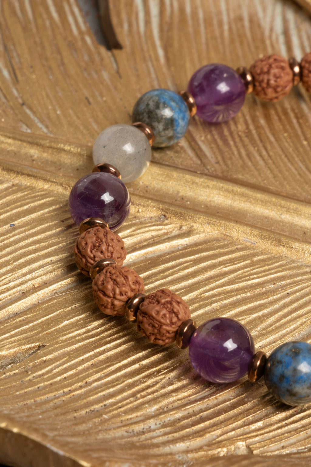 Sertifikalı Doğal Rudraksha, Hematit, Ametist, Labradorit ve Lapis Lazuli Taşı Bileklik — görsel 2