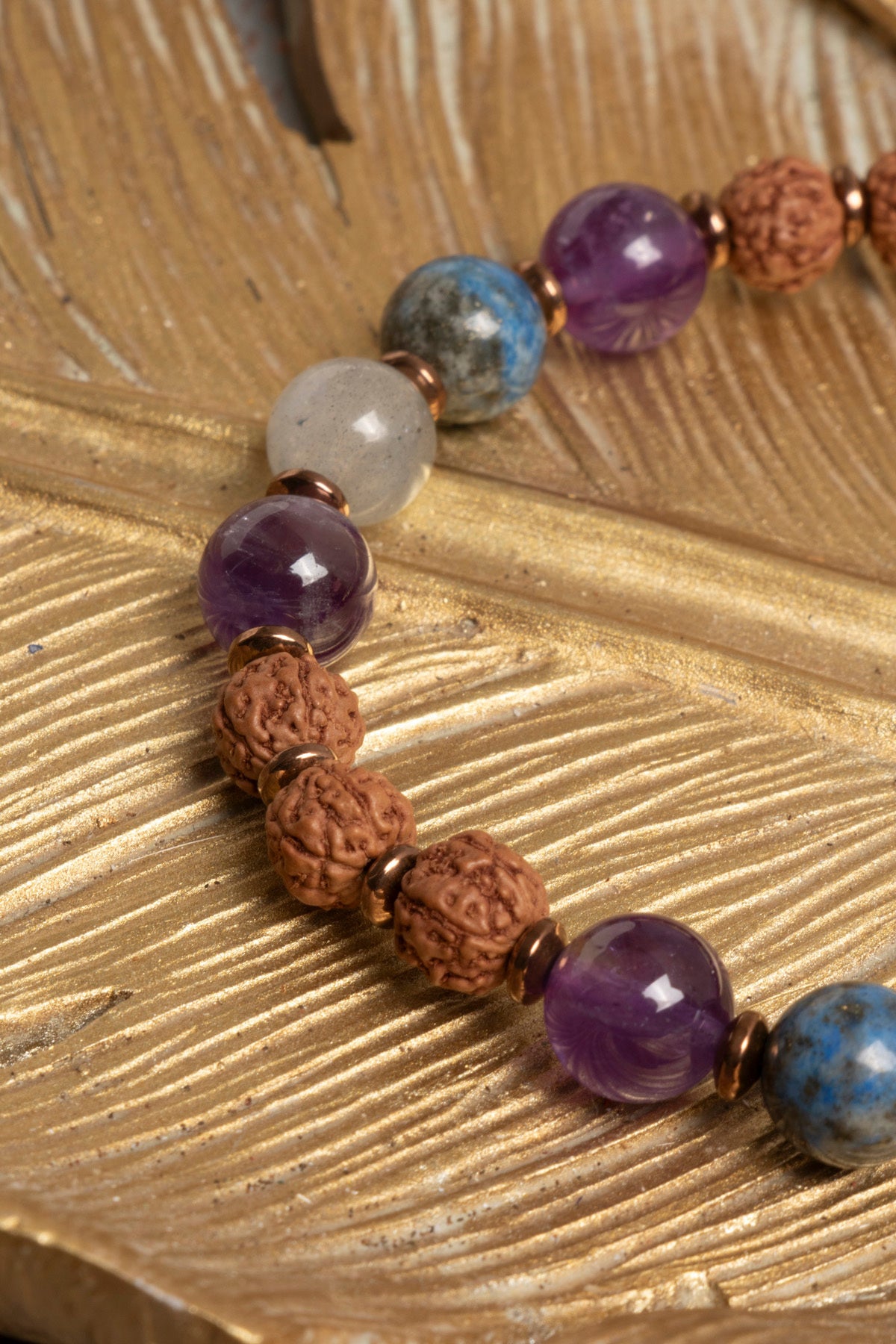 Sertifikalı Doğal Rudraksha, Hematit, Ametist, Labradorit ve Lapis Lazuli Taşı Bileklik — görsel 2