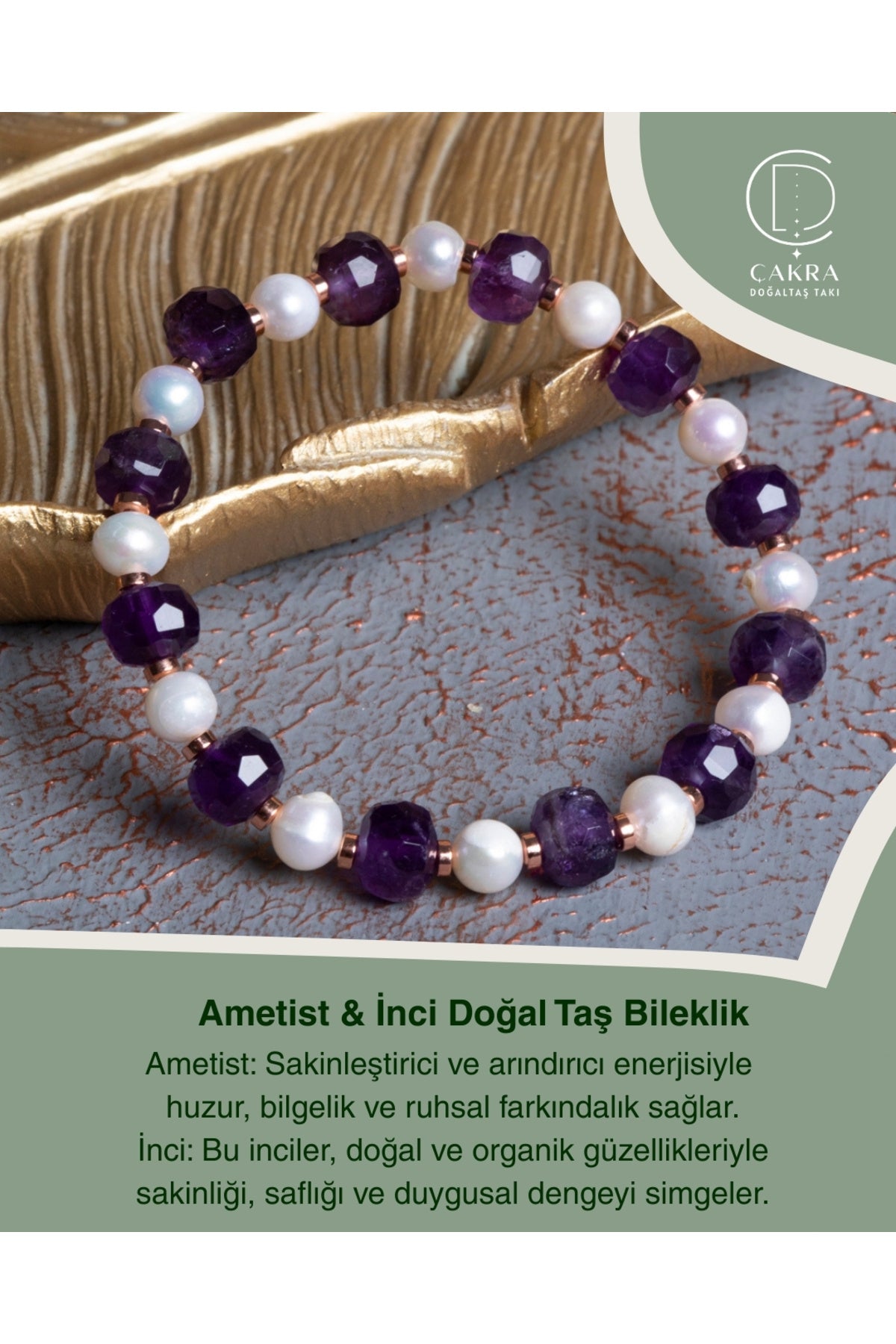 Ametist & İnci & Hematit Gümüş Aparatlı Bileklik — görsel 1