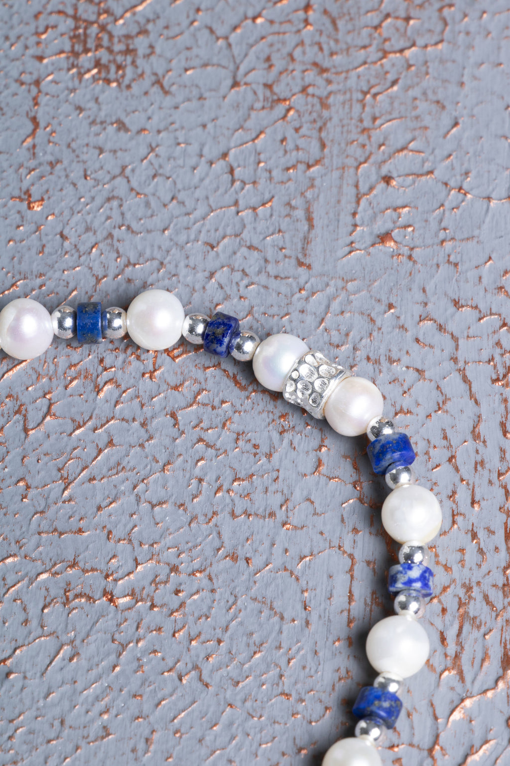 Lapis Lazuli & İnci & Gümüş Aparatlı Bileklik — görsel 5