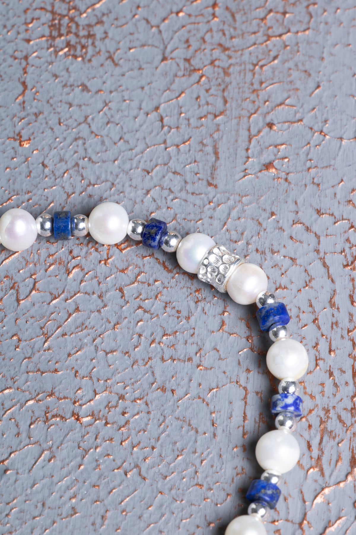 Lapis Lazuli & İnci & Gümüş Aparatlı Bileklik — görsel 5