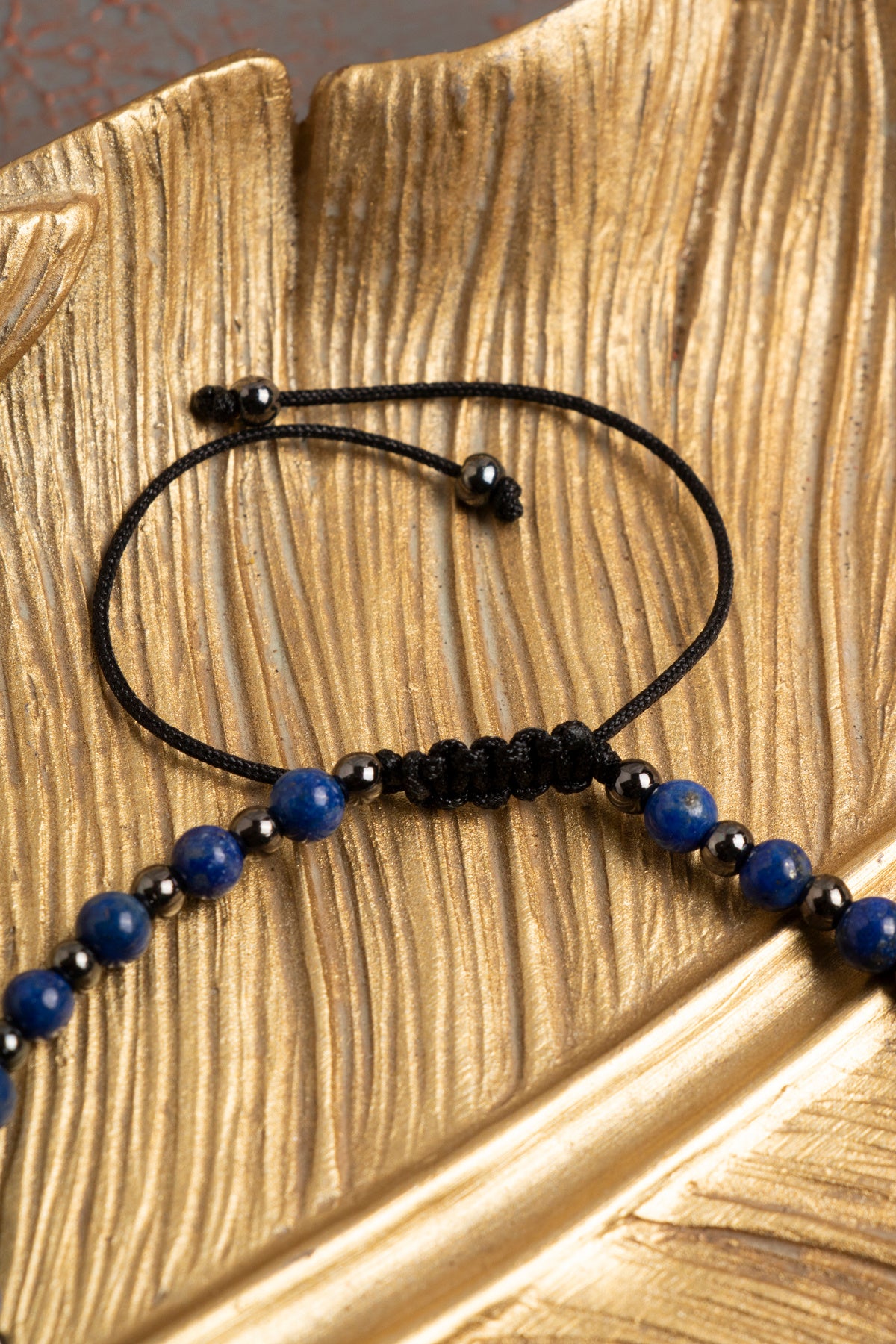 Sertifikalı Lapis Lazuli ve Hematit Doğal Taş Ayarlanabilir Bileklik — görsel 4