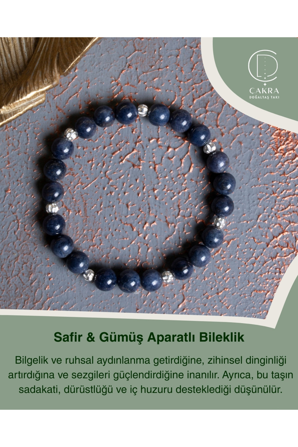 Safir & Gümüş Aparatlı Bileklik — görsel 1