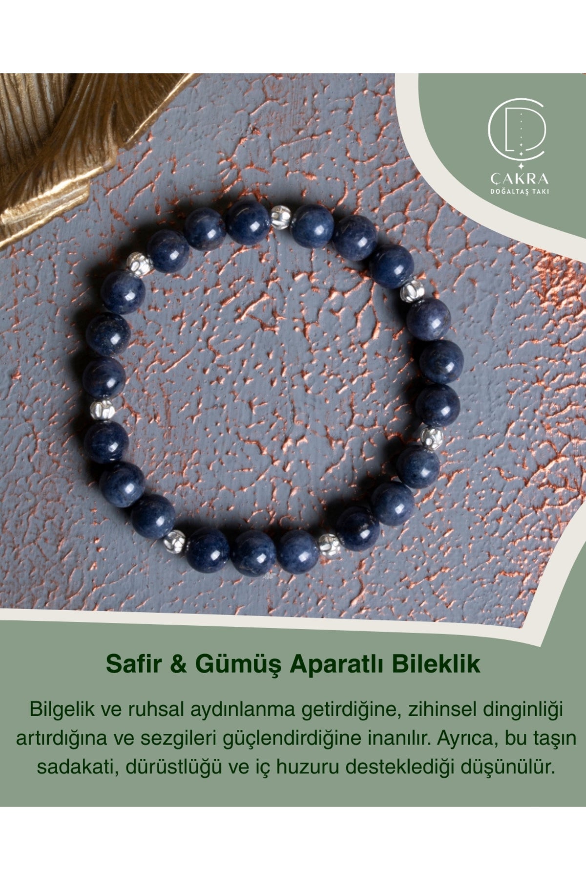 Safir & Gümüş Aparatlı Bileklik — görsel 1