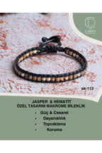 Jasper & Hematit Özel Tasarım Makrome Bileklik — görsel 1
