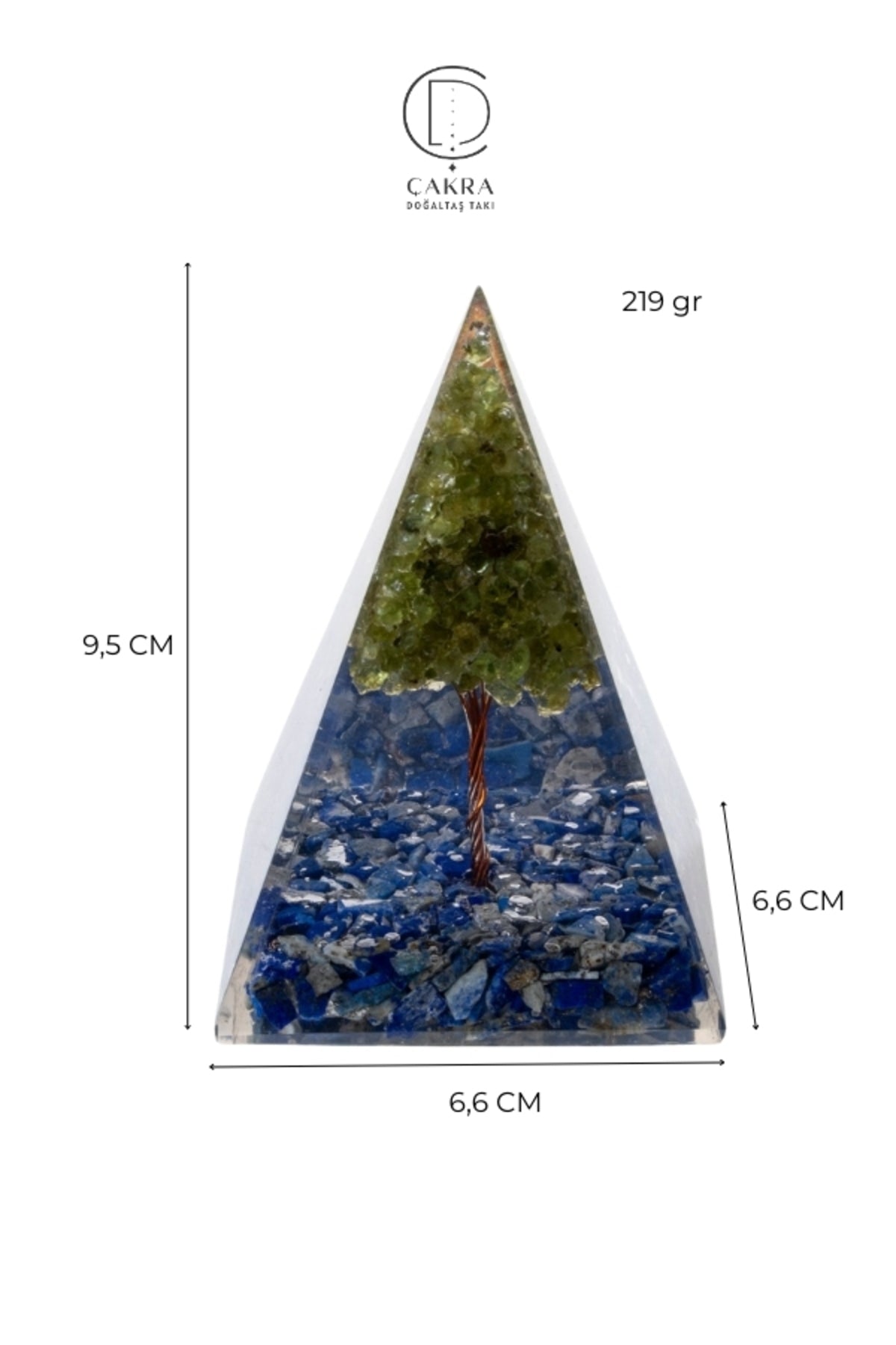 Lapis Lazuli & Zebercet Ağaçlı Piramit — görsel 6