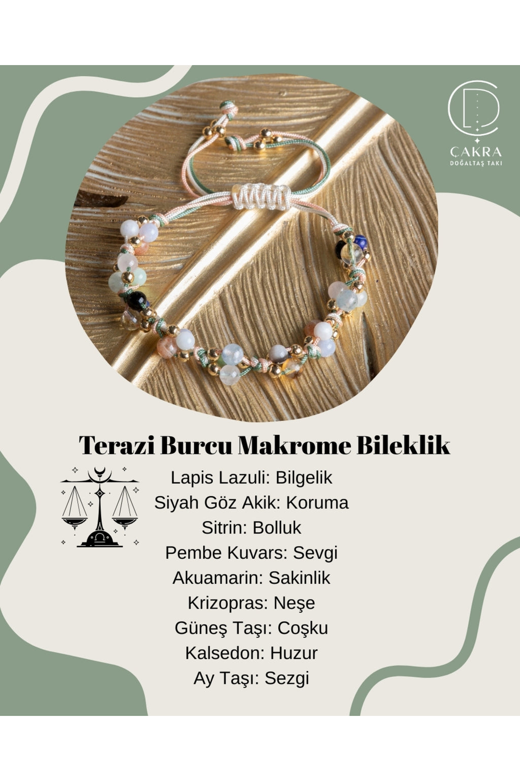 Terazi Burcu Makrome Bileklik — görsel 1