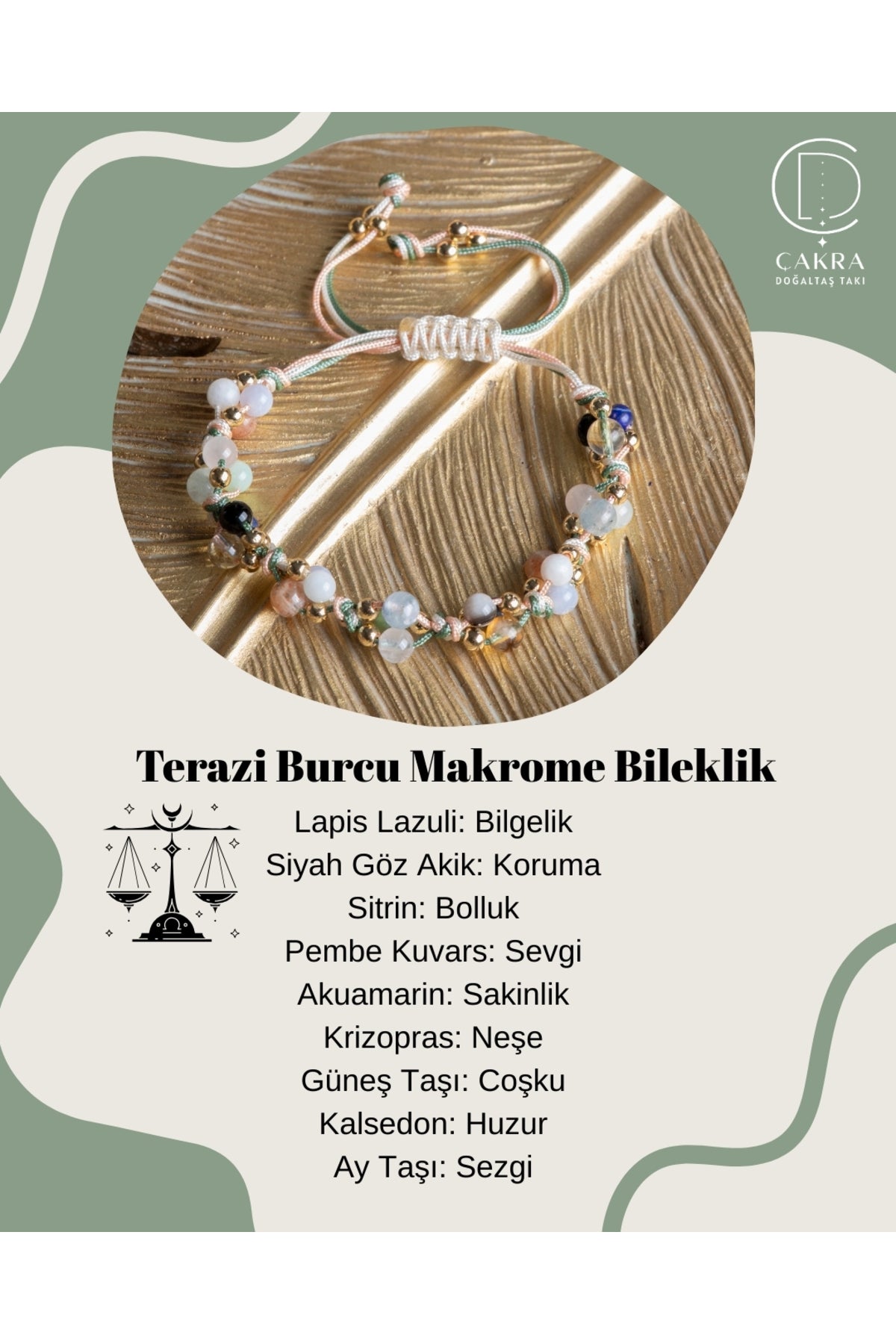 Terazi Burcu Makrome Bileklik — görsel 1