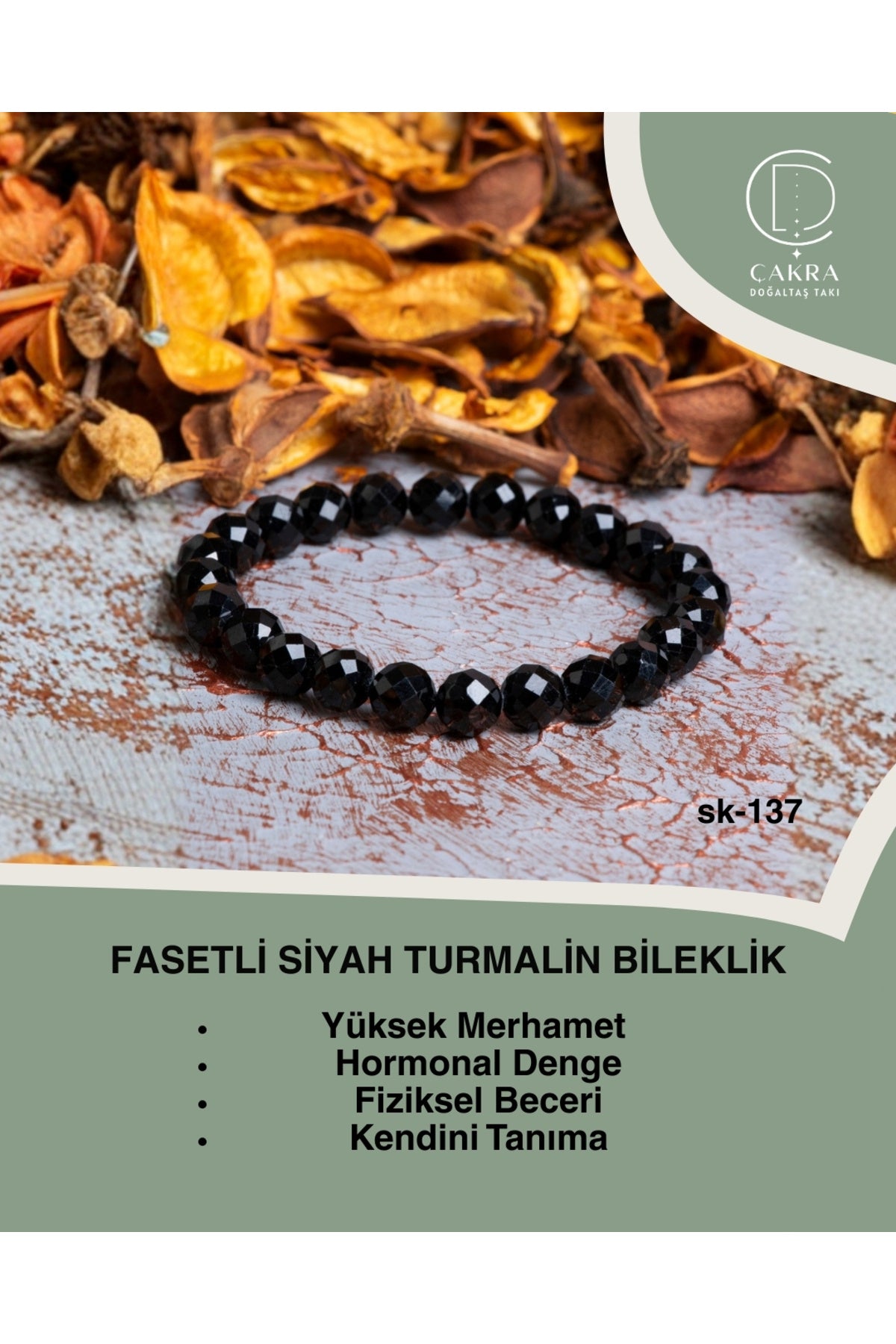Fasetli Siyah Turmalin Bileklik — görsel 1