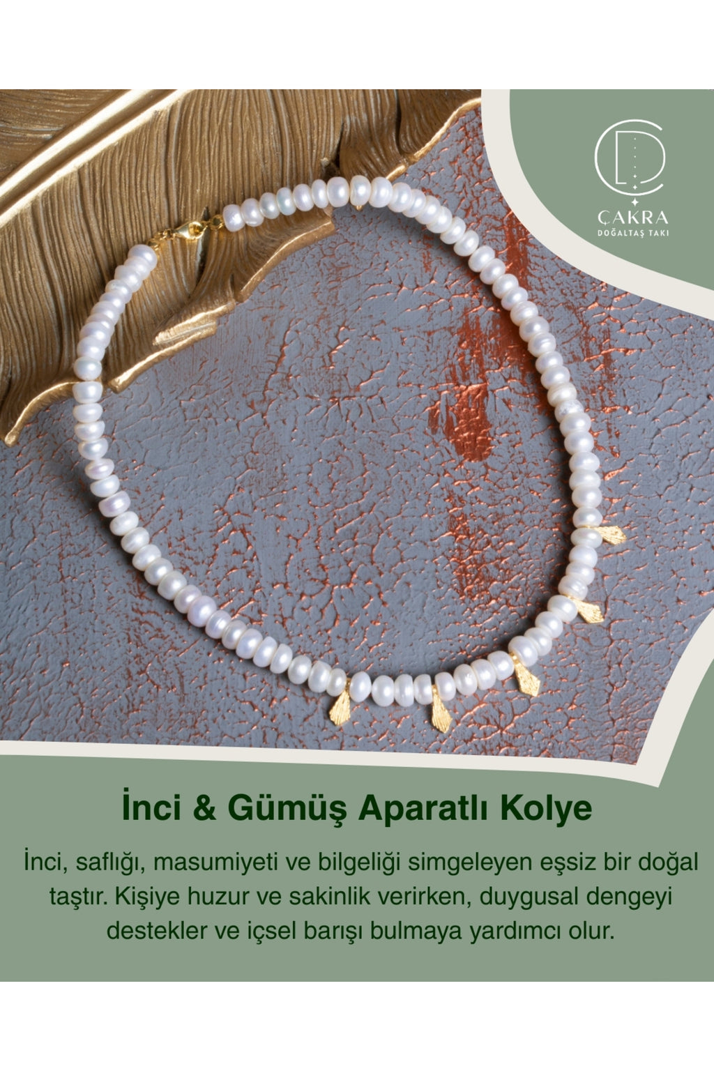İnci & Gümüş Aparatlı Kolye — görsel 1