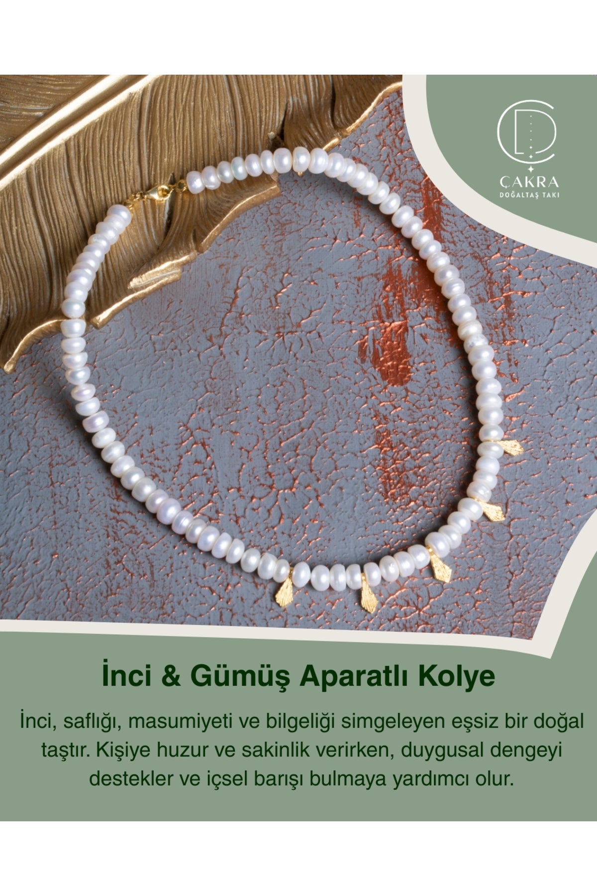 İnci & Gümüş Aparatlı Kolye — görsel 1