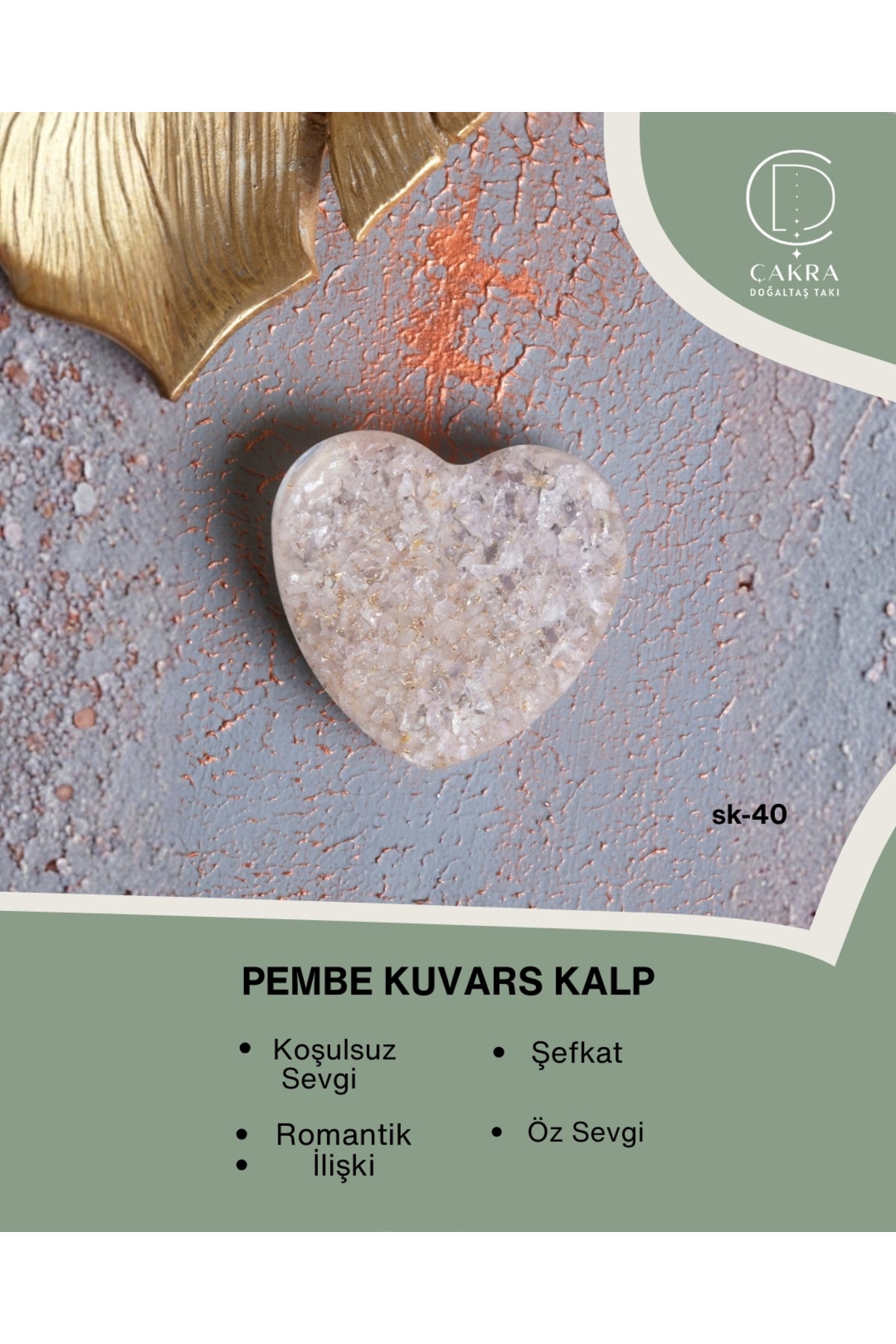 Pembe Kuvars Kalp — görsel 1