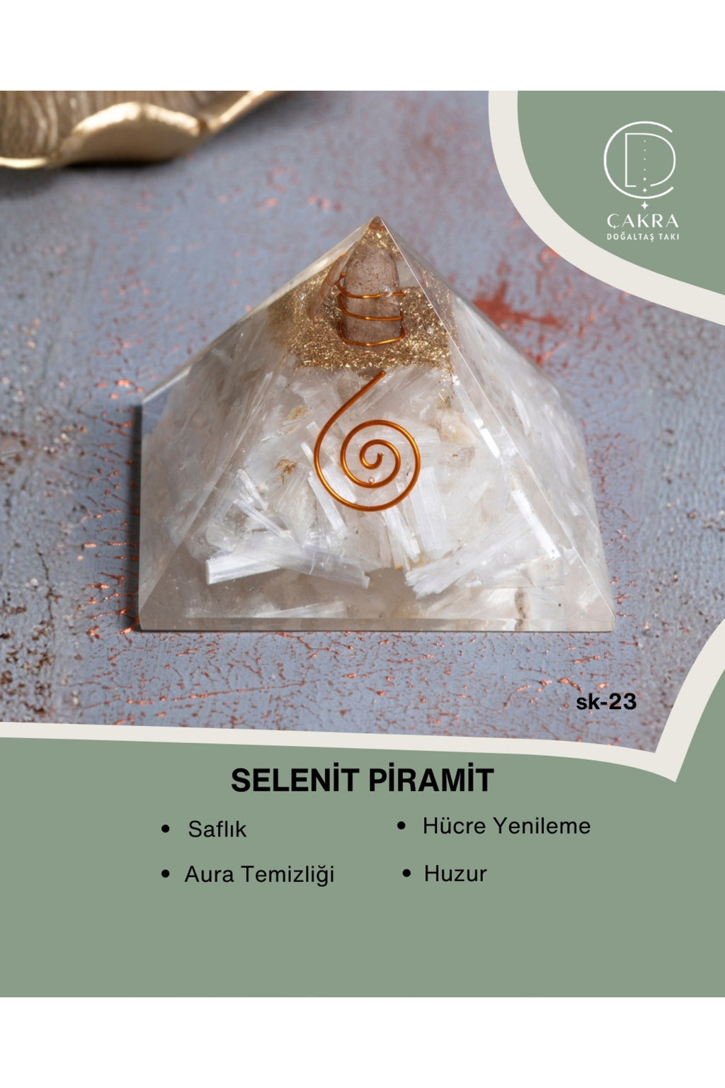 Selenit Piramit Obje — görsel 1