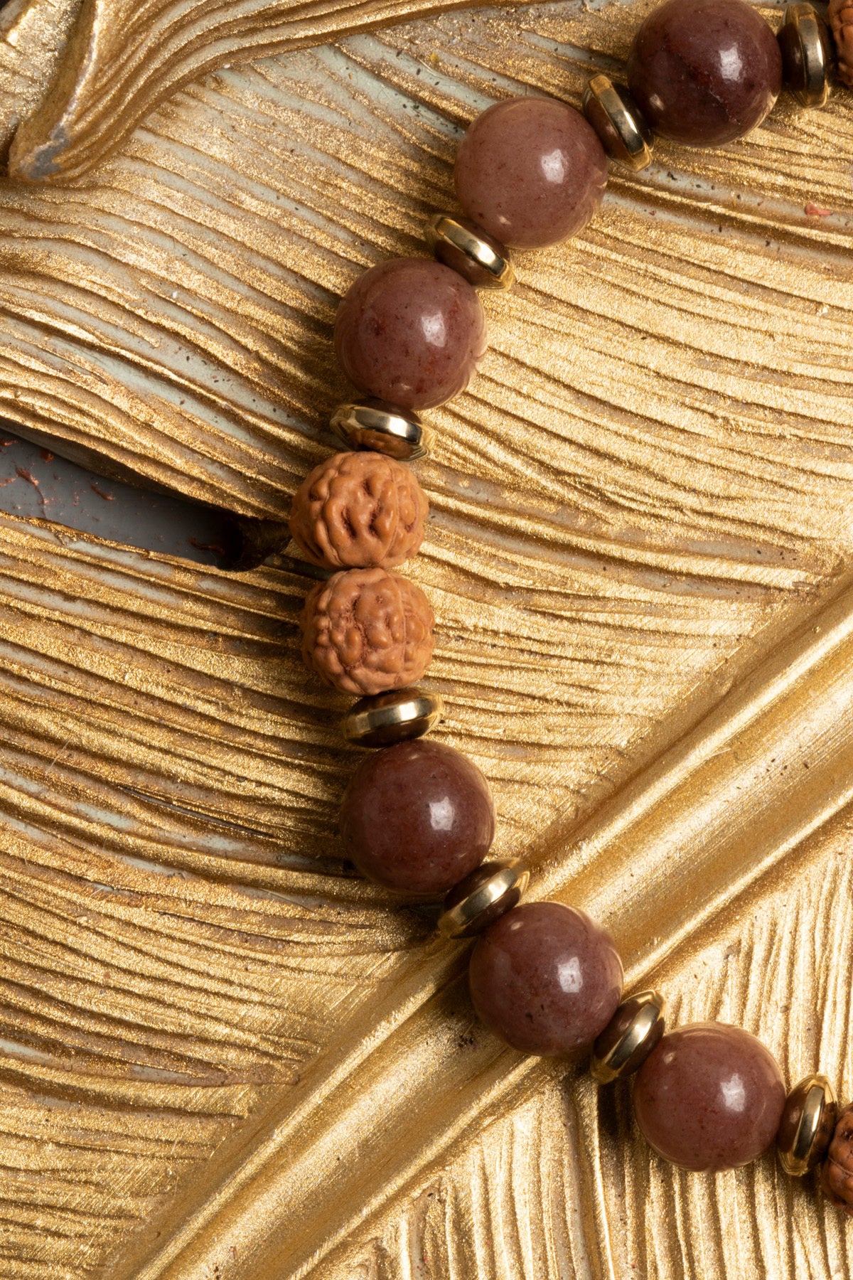 Sertifikalı Doğal Turuncu Akik, Sitrin, Kaplan Gözü ve Rudraksha Taşı Bileklik — görsel 2
