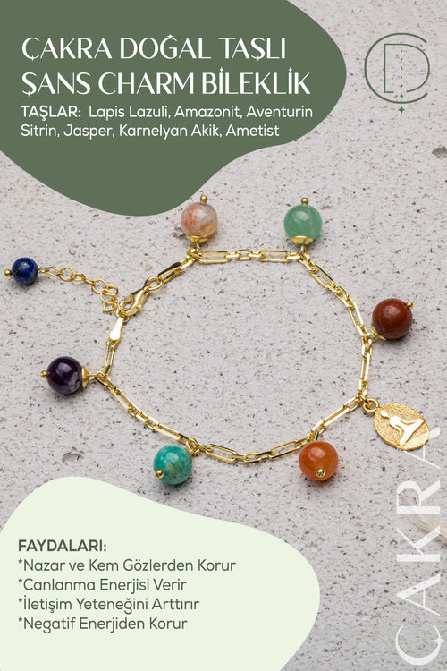 925 Ayar Gümüş Doğal Taşlı Charm Bilekliği (ŞANS BİLEKLİĞİ) — görsel 1