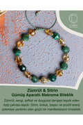 Zümrüt & Sitrin Gümüş Aparatlı Makrome Bileklik — görsel 1